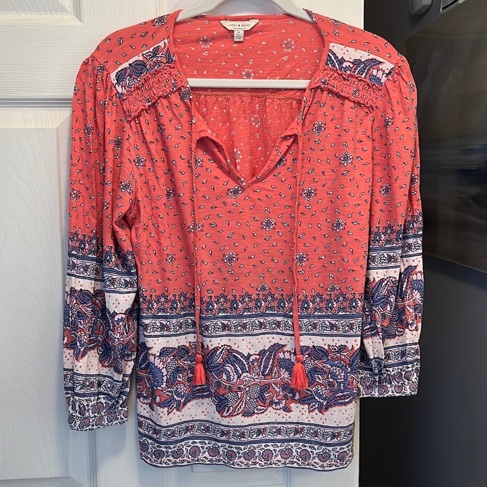 Lucky brands Three-quarter length sleeve cotton shirt size medium
